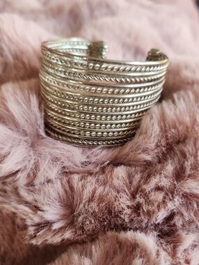 Silver-Tone Multi-Row Rope Cuff Bracelet